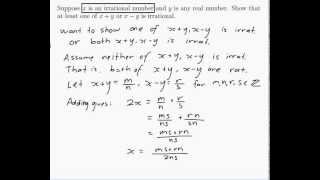 EXAMPLE A proof by contradiction involving irrational numbers [upl. by Algie]