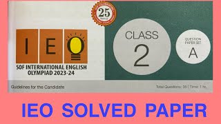 English Olympiad For Class 2  SOF IEO Class 2 202324 Set A Solved question paper [upl. by Noteloc]