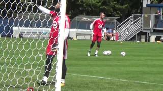 MLS All Star weekend Tim Howard and Stefan Frei GK training with Sarke [upl. by Ateuqirne]