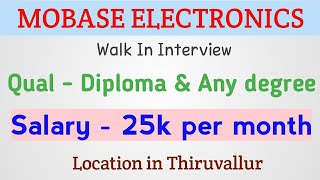 MOBASE Electronics latest job vacancy in Tamil  latest jobs in Chennai  Tamil jobs [upl. by Ritchie]