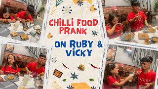 CHILLI FOOOD PRANK 🌶️🌶️  RUBY amp VICKY 🤢🤢🥵 Harwinder Kaur Ruby  Ruby9606 [upl. by Rossy]