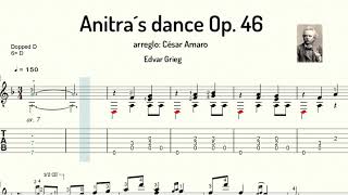 Edvard Grieg  Peer Gynt  Suite No 1 Op 46  III Anitras Dance  Partitura y Tablatura  TABS [upl. by Nyrual]