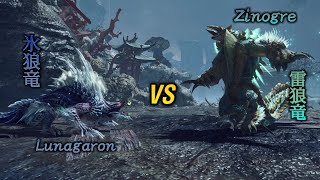 Zinogre VS Lunagaron ジンオウガ VS ルナガロン Turf War Deathmatch 縄張り戦争 [upl. by Zeeba]