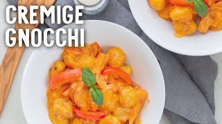 GNOCCHI mit cremiger PaprikaFrischkäseSoße » Schnelles MEAL PREP Rezept einfach  vegetarisch [upl. by Nwahsirhc]