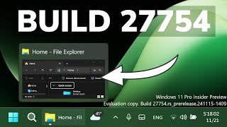 New Windows 11 Build 27754 – New System Tray New Taskbar Thumbnails and Fixes Canary [upl. by Erlond]