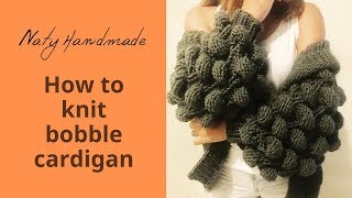 How to knit bobble cardigan Part 1Size SMLXLEnglish subs [upl. by Eiralih]