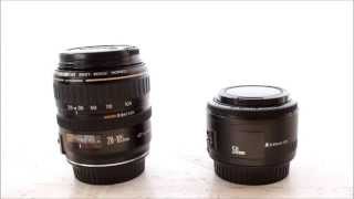 Canon EF 28105mm f3545 vs 50mm f18 II [upl. by Zacek]