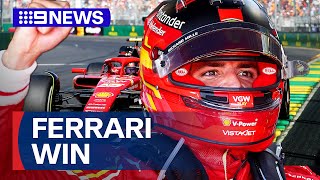 F1 fans celebrate Ferrari winning the Grand Prix in Melbourne  9 News Australia [upl. by Wrigley]