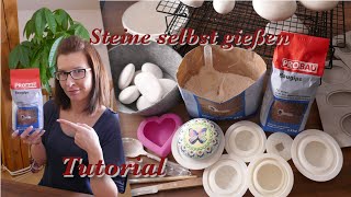 Steine selbst gießen mit Gips  Steine bemalen mit MandaLa [upl. by Neelyaj]