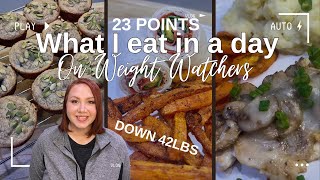 What I eat in a day on Weight Watchers with 23 points Kodiak Muffins and smothered Chicken [upl. by Yerac]