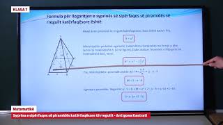 e Mesimi Klasa 7  7018 Matematikë  Syprina e sipërfaqës së piramidës katërfaqësore të rregullt [upl. by Blithe]