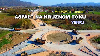 MORAVSKI KORIDOR Asfaltiranje novog kružnog toka Vrnjci 2112024 [upl. by Olney20]