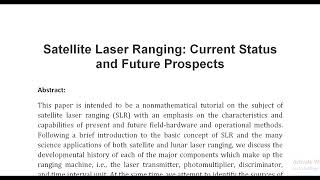 Satellite Laser Ranging Current Status and Future Prospects [upl. by Eldrida]