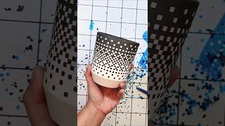 Removing stencils from a pixel cup stencil ceramics pixelart [upl. by Eanel]