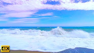 Italian Beautiful Beach Waves for Relaxation Meditation Sleep – Italy Nature Sounds Sea Storm – 4K [upl. by Lesab]