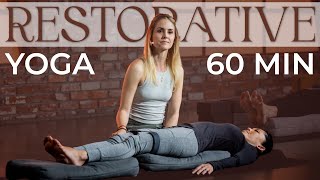 60 Minute Restorative Yoga with Props Revive Your Energy amp Reduce Stress [upl. by Maclean]