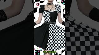 🎃NEW STYLE BLACK WHITE PLAID WONDERLAND DOLL✨fashion halloween gothic dress fyp shorts style [upl. by Berlauda]