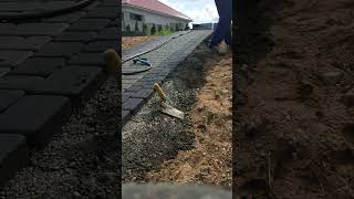 Walkway without curbs 😨 construction diyideas landscape shorts pavingblock lifehack [upl. by Alano]