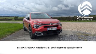 Essai complet Citroën C4 hybride 136  extrêmement convaincante [upl. by Attennek]