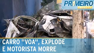 Carro “voa” colide em agência bancária e motorista morre carbonizado  Primeiro Impacto 011124 [upl. by Miett892]