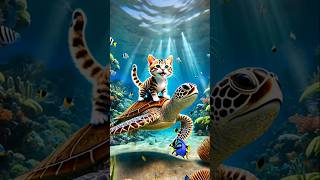 Kittens Bali Trip A kitten saves endangered sea turtles and dolphins catsea turtleBali [upl. by Claudius]