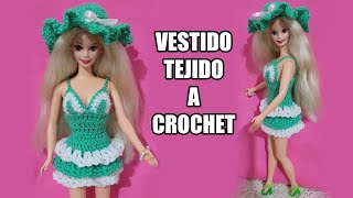 VESTIDO PARA MUÑECA BARBIE TEJIDO A CROCHET PASO A PASO [upl. by Eboj]