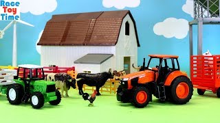 Farm Animals and Tractor Toys Fun For Kids  Learn Animal Names [upl. by Laicram679]