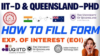 IITDelhi amp Univ of Queensland PhD Application 2025 How to fill STEPbySTEP II EOI [upl. by Eldreeda]