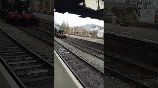 BR black 3802 running round at Llangollen railway station light loco [upl. by Alessig]