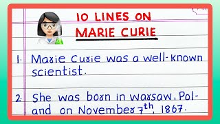 Few Lines on MARIE CURIE  5  10 Lines on MARIE CURIE  About MARIE CURIE [upl. by Airotnes]