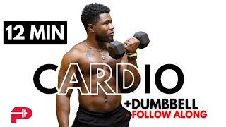 12 Min Dumbbell FULL BODY Cardio Workout [upl. by Nwahsed609]