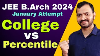 Jee B arch 2024 quotColleges vs Percentilequot on basis of January Attempt Result [upl. by Sirama]