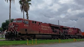 CP 8794 leading CP 8938 trailing eastbound manifest train in Alice Texas [upl. by Noyek818]