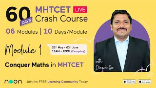 100 Free MHTCET LIVE Crash Course for Maths  MCQ amp PYQs  Dinesh Sir  Noon India [upl. by Saihttam191]