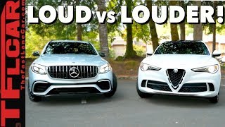 Compared 2018 Alfa Romeo Stelvio Quadrifoglio vs MercedesBenz AMG GLC 63 [upl. by Westbrook]