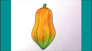 School Art How to Draw A Papaya with colour পেঁপে অংকন [upl. by Reteip]