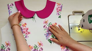 Peter pan collar cutting and stitching for beginners ✅ [upl. by Adiazteb505]