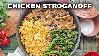 Skillet Chicken Stroganoff  The Weeknight Recipe You Need [upl. by Naujej]