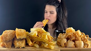 FISH amp CHIPS amp FRIED CALAMARI  MUKBANG  ASMR [upl. by Norrie825]