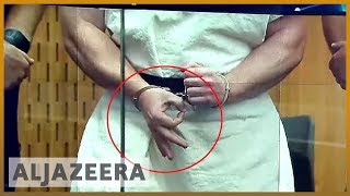 🇳🇿 NZ mosque attacks suspect flashes white power sign in court  Al Jazeera English [upl. by Jephthah299]