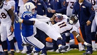 Pat McAfee Huge Hit On Trindon Holliday  Colts vs Broncos Week 7 2013 [upl. by Ahsina603]