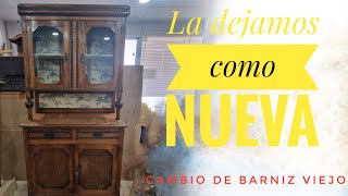 Como cambiar BARNIZ a un mueble Antiguo  RESTAURACIÓN Alacena de Madera [upl. by Reyotal]