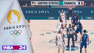 USA vs France  Olympics 2024 Basketball  Gold Game  NBA 2K24 [upl. by Kendyl]