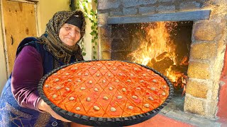 Grandma Cooks Traditional Azerbaijani Baklava in a Stone Oven [upl. by Nospmis]