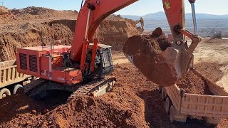 Hitachi Zaxis 670LC Excavator Loading Mercedes amp MAN Trucks [upl. by Winonah435]