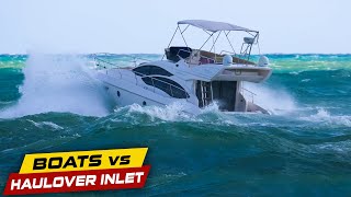 YACHT BURIED IN WAVES AT HAULOVER   Boats vs Haulover Inlet [upl. by Loeb]