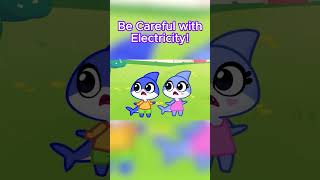 Be Careful With Electricity⚡️💙Safety rules by SharkyampSparky shorts cartoon safetyrulesforkids [upl. by Cigam]