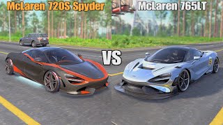 The Crew 2  McLaren 765LT Vs McLaren 720S Spyder Comparison Fully Upgrade Race amp Top Speed [upl. by Monique64]