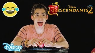 Descendants 2  Halloween Apple Bobbing Challenge ft Cameron Boyce 🍎  Disney Channel UK [upl. by Eugenia]