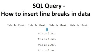 SQL Query  How to insert line breaks in data  Carriage return  Line feed [upl. by Brodeur]